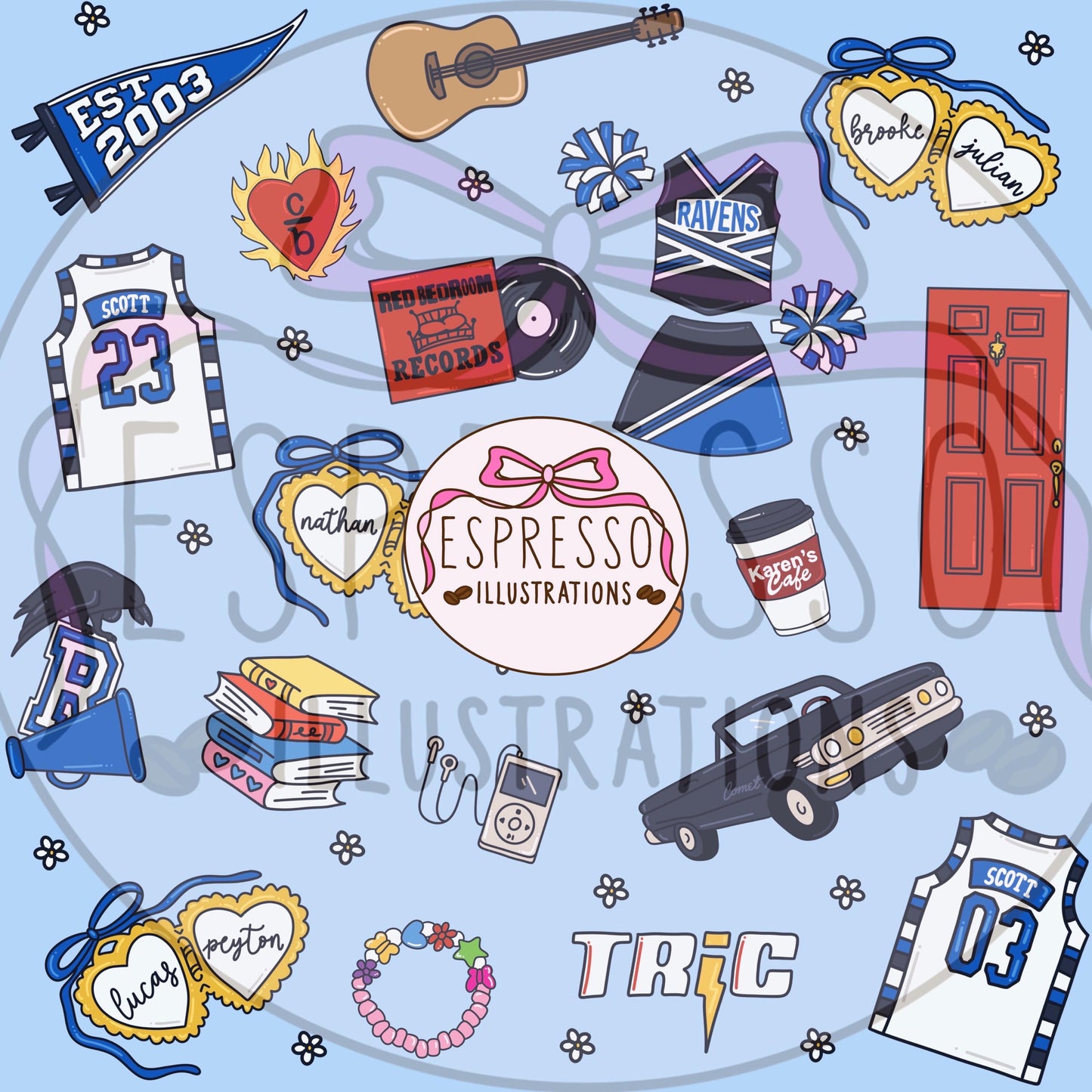 OTH Seamless Pattern, One Tree Hill, Ravens, TRIC, One Tree Hill Tv Show Seamless Pattern