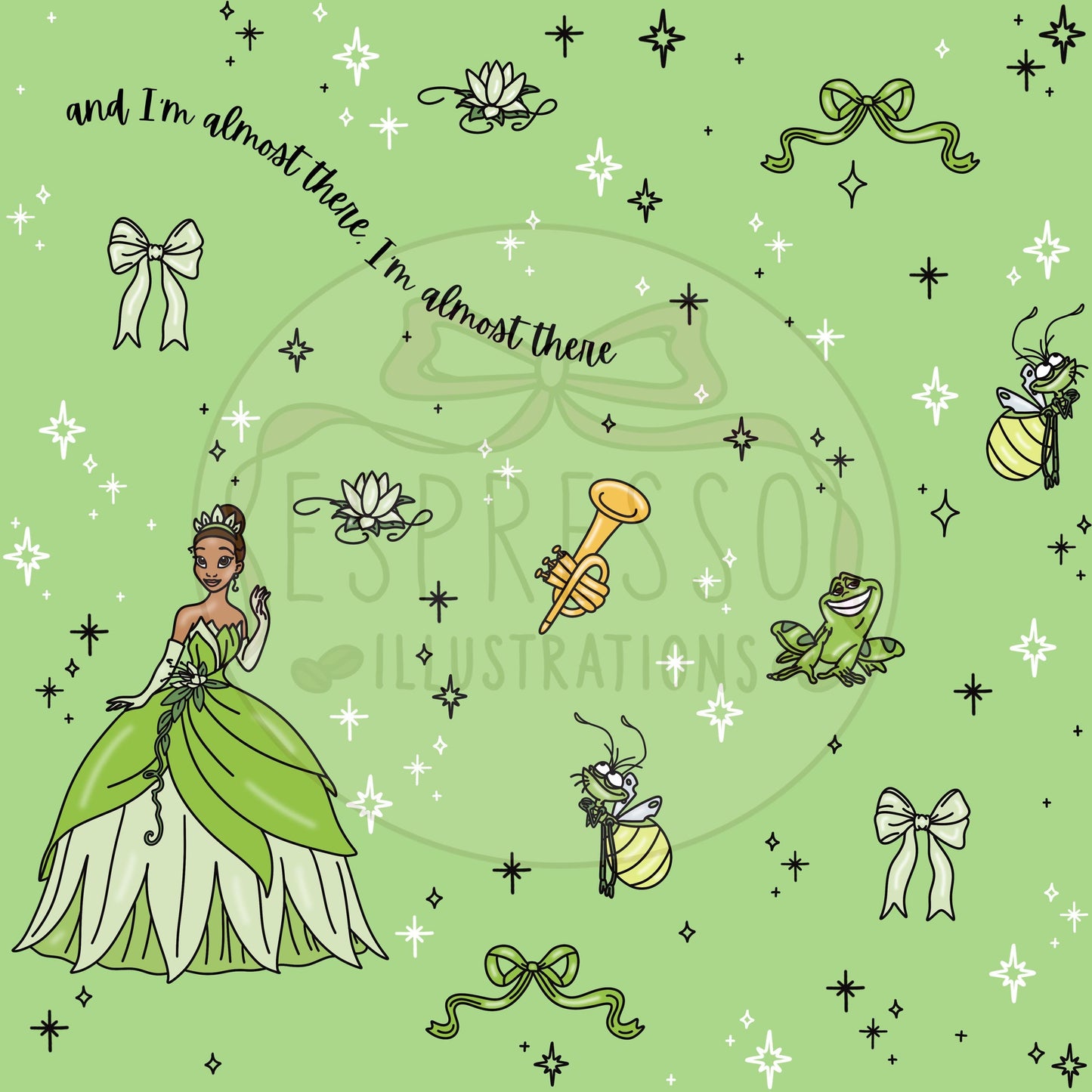 Dis ney Tiana Seamless Pattern, Dis ney Princess, Princess & the Frog, Tiana Princess and the Frog Seamless Pattern