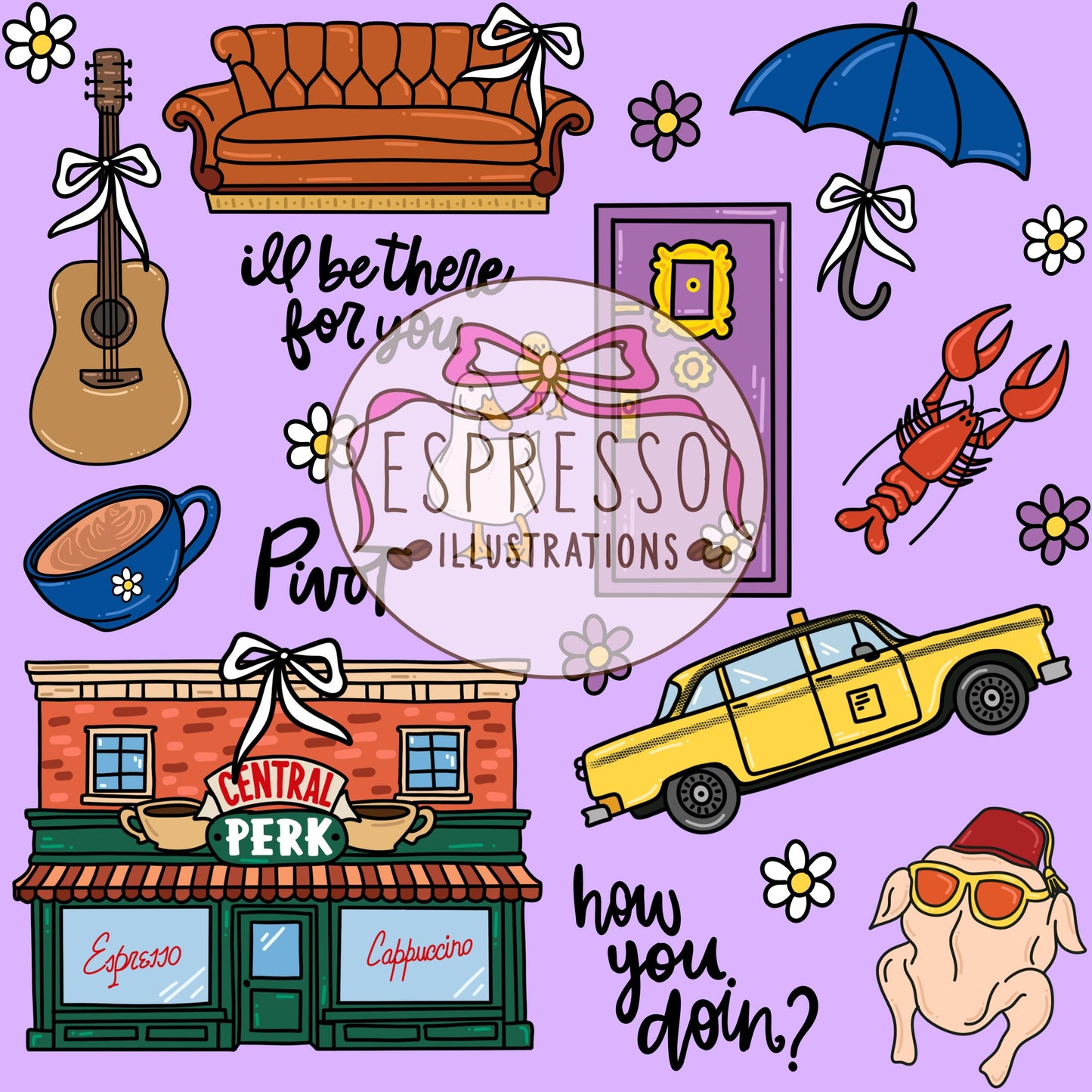 Friends Seamless, Spring in New York City, Friends Spring Pattern, Friends Tv Show Seamless, Central Perk, Friends.