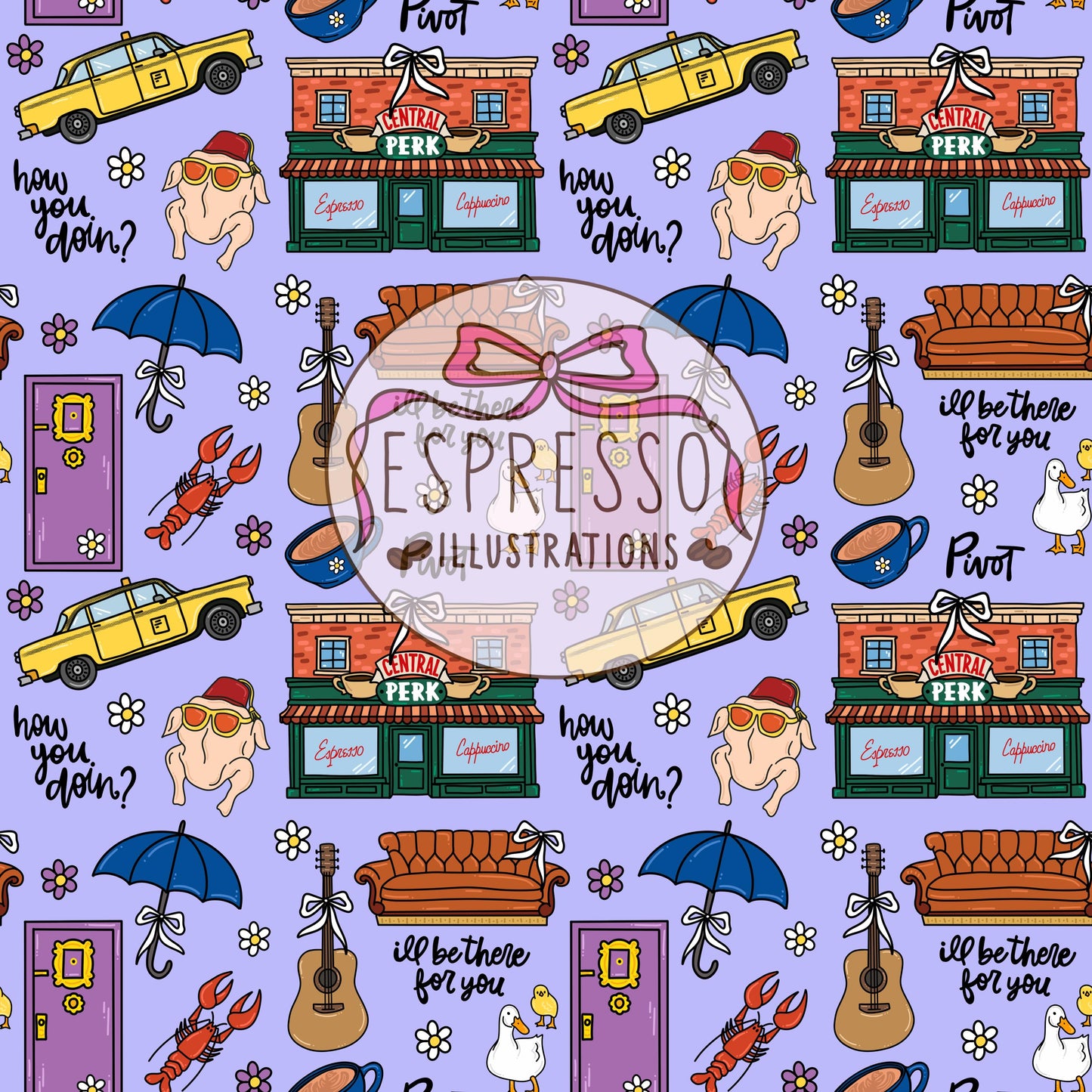 Friends Seamless, Spring in New York City, Friends Spring Pattern, Friends Tv Show Seamless, Central Perk, Friends.