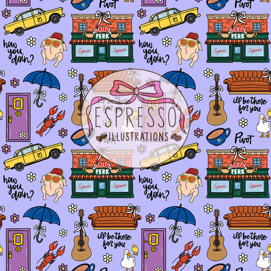 Friends Seamless, Spring in New York City, Friends Spring Pattern, Friends Tv Show Seamless, Central Perk, Friends.