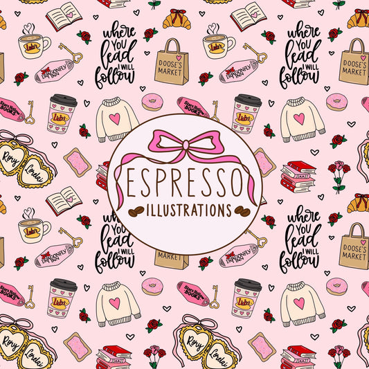 GG Girls Valentines Day Seamless, Stars Hollow Valentines Day, Bookish Valentines Day, Valentines Seamless