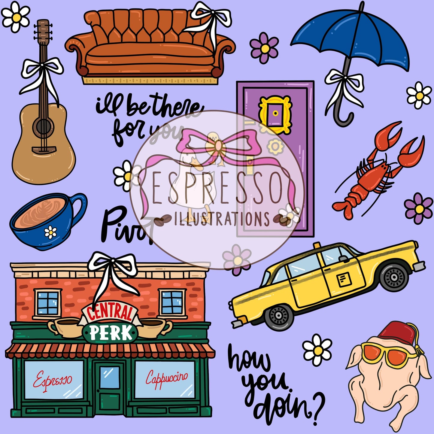 Friends Seamless, Spring in New York City, Friends Spring Pattern, Friends Tv Show Seamless, Central Perk, Friends.