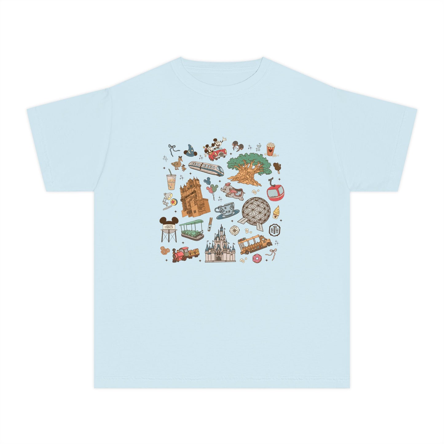 Kids Park Hopper Icons Tee | Dis ney Park Hopper T-shirt | Magic Kingdom | Animal Kingdom | Epcot | Hollywood Studios