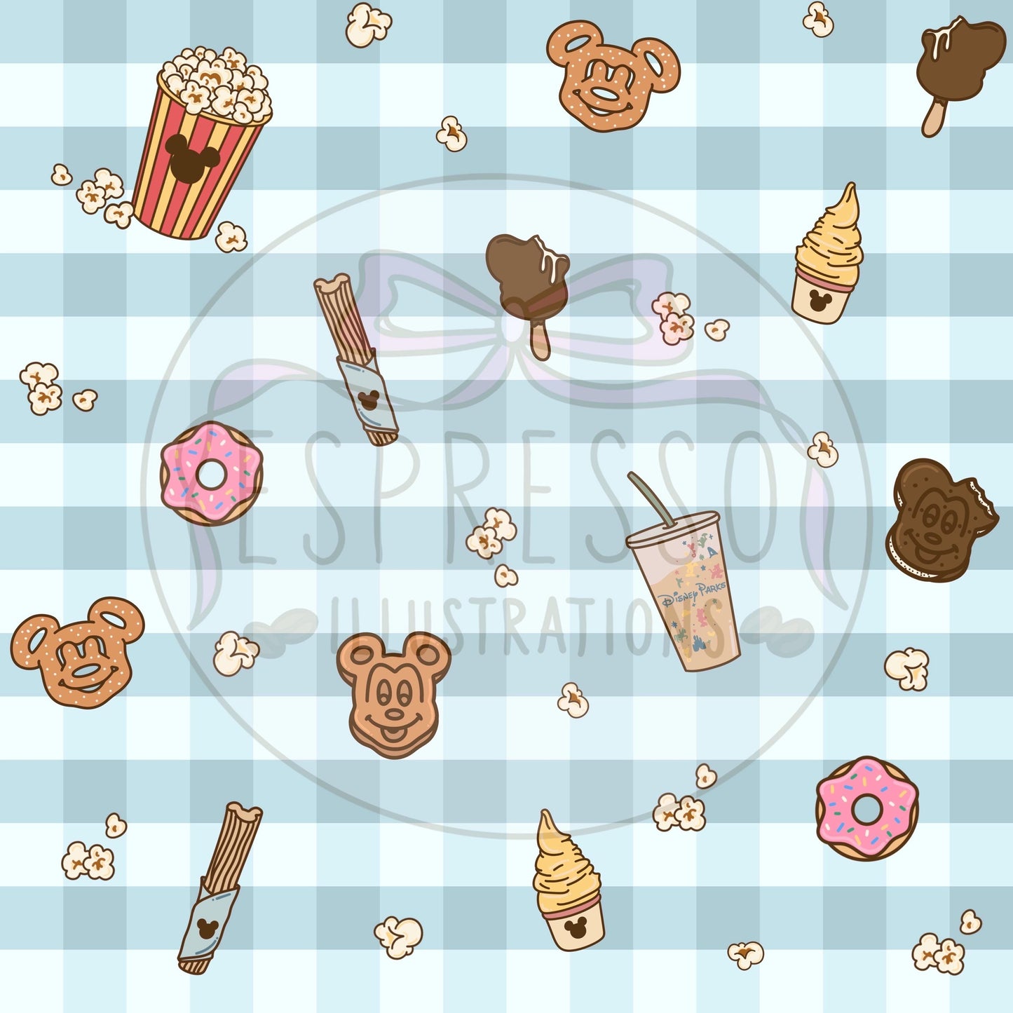 Dis ney Snacks Seamless Pattern, Dis ney Parks, Hub Grass, Here For The Snacks, Dis ney Snacks Seamless Pattern.