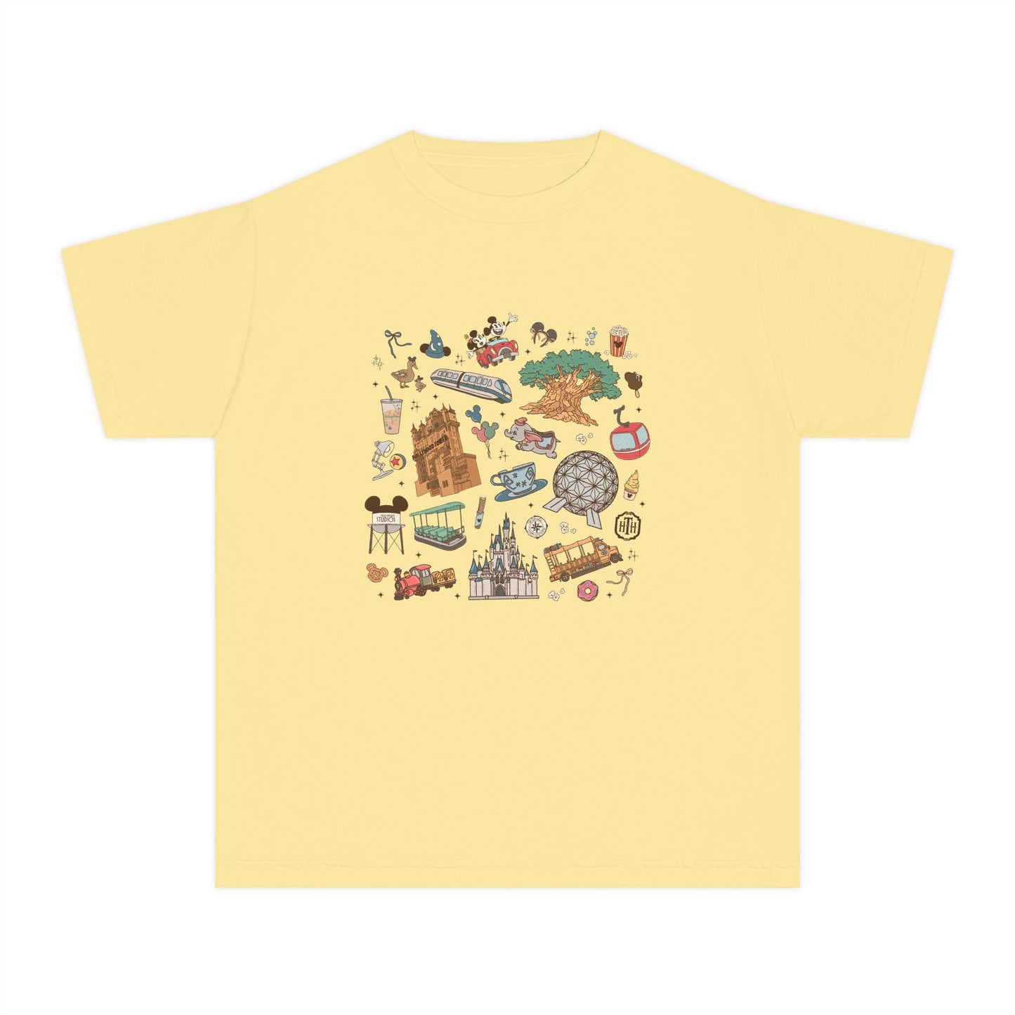 Kids Park Hopper Icons Tee | Dis ney Park Hopper T-shirt | Magic Kingdom | Animal Kingdom | Epcot | Hollywood Studios