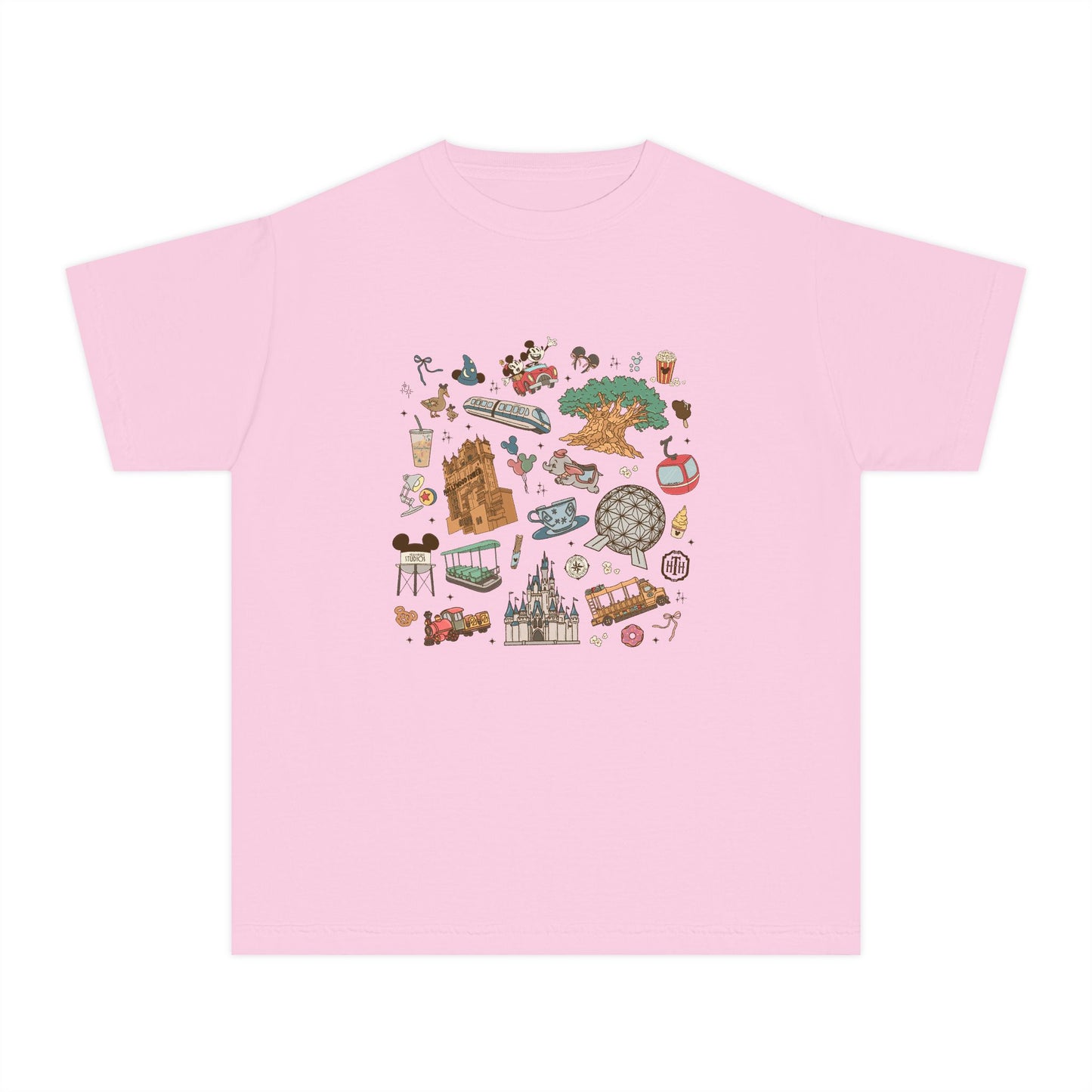 Kids Park Hopper Icons Tee | Dis ney Park Hopper T-shirt | Magic Kingdom | Animal Kingdom | Epcot | Hollywood Studios