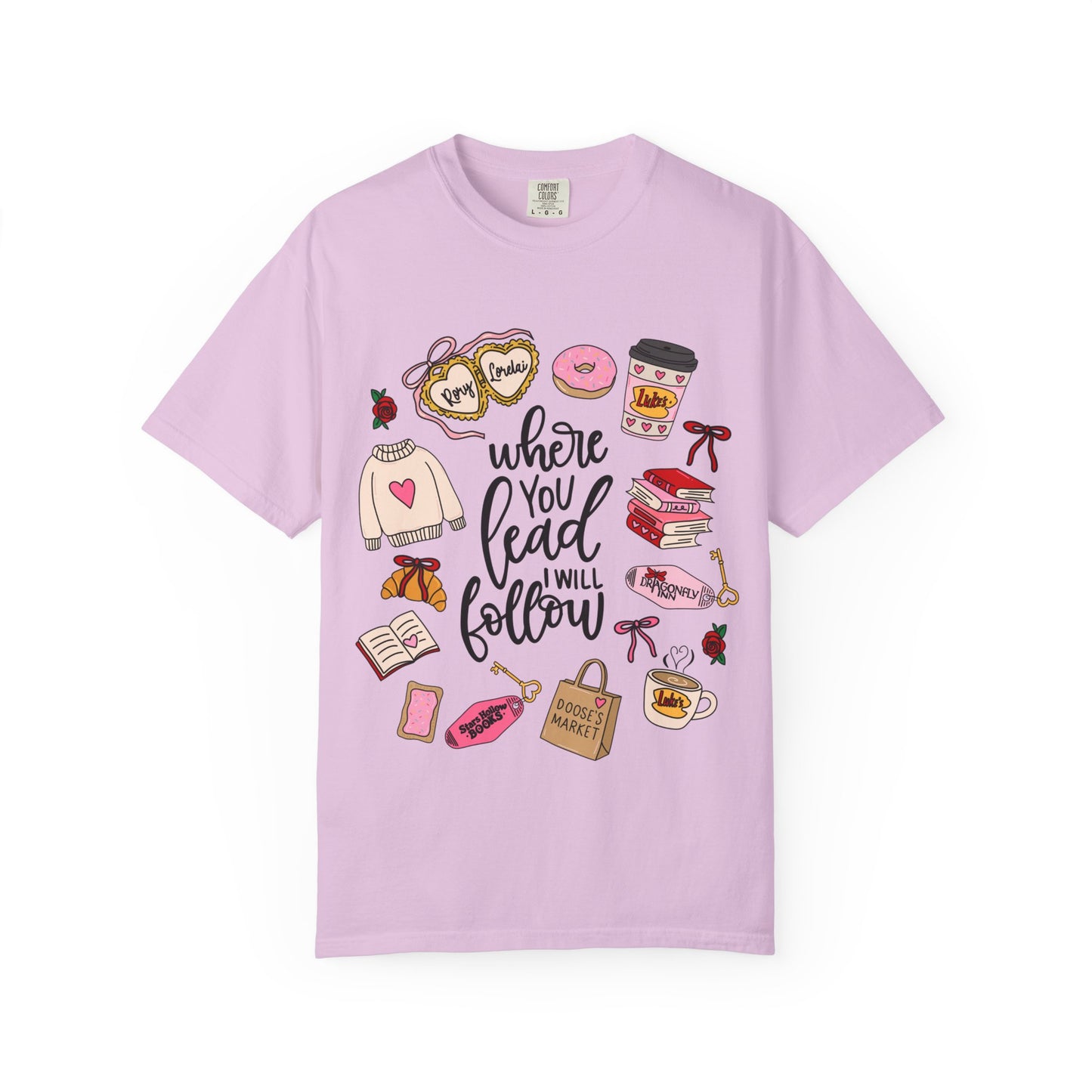 Where You Lead I Will Follow T-shirt | Cozy Book Coffee Illustration
