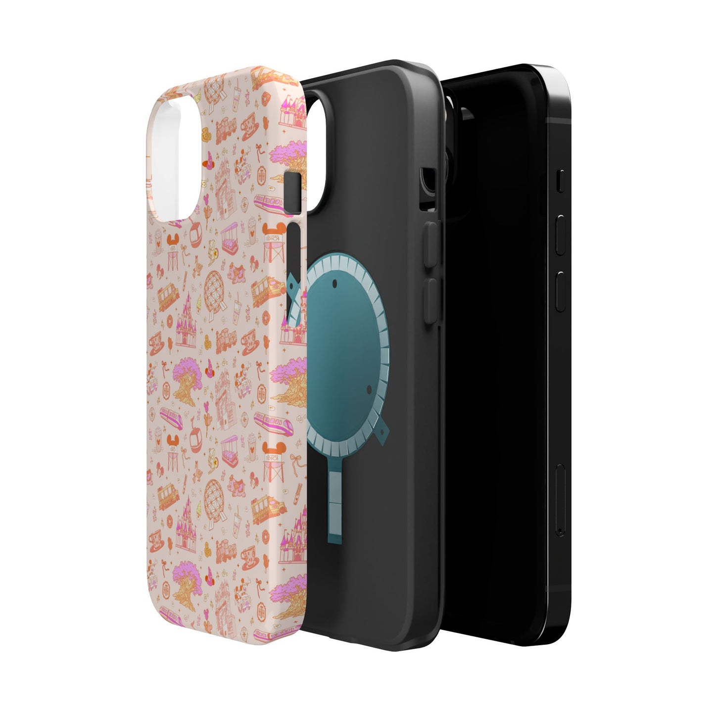 Cute Pink Castle Pattern Phone Case | Pastel Dis ney Park Hopper Magnetic Impact-Resistant Case