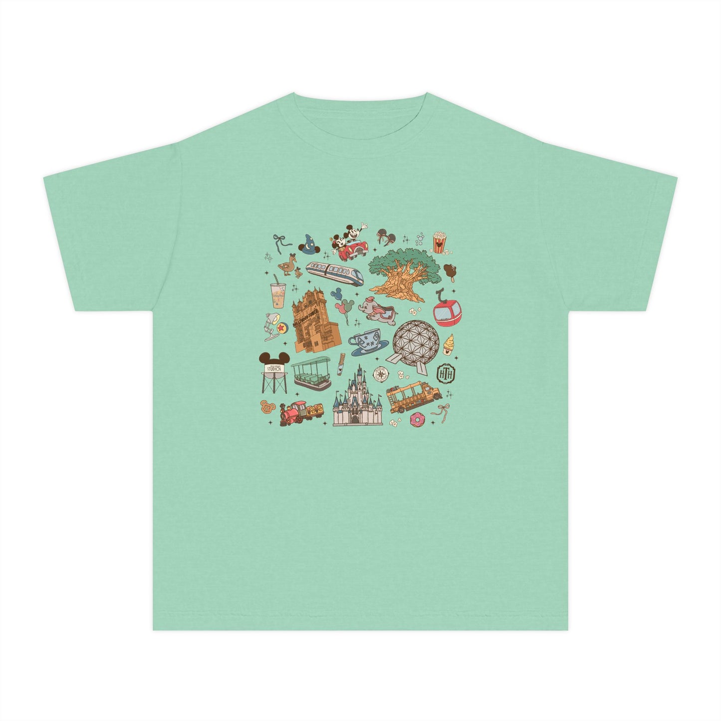 Kids Park Hopper Icons Tee | Dis ney Park Hopper T-shirt | Magic Kingdom | Animal Kingdom | Epcot | Hollywood Studios