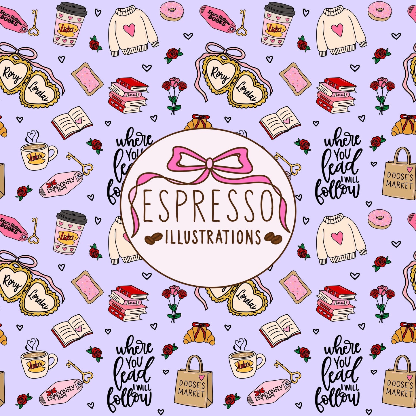 GG Girls Valentines Day Seamless, Stars Hollow Valentines Day, Bookish Valentines Day, Valentines Seamless
