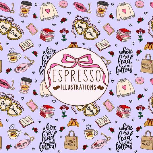 GG Girls Valentines Day Seamless, Stars Hollow Valentines Day, Bookish Valentines Day, Valentines Seamless