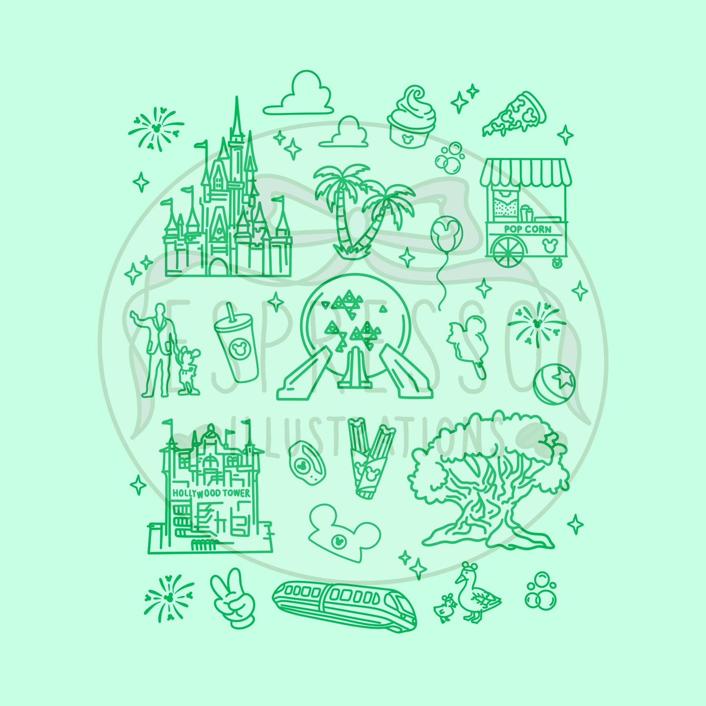 Neon Park Hopper Doodle Dis ney PNG, Dis ney Parks PNG, Best Day Ever, Park Hopper PNG, Dis ney Parks png, Summer Doodle