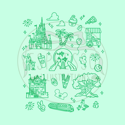 Neon Park Hopper Doodle Dis ney PNG, Dis ney Parks PNG, Best Day Ever, Park Hopper PNG, Dis ney Parks png, Summer Doodle