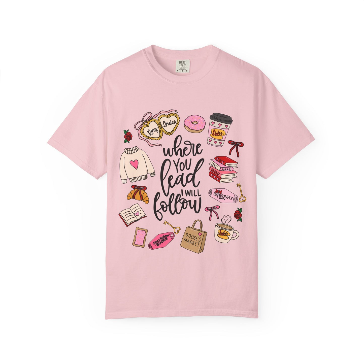 Where You Lead I Will Follow T-shirt | Cozy Book Coffee Illustration