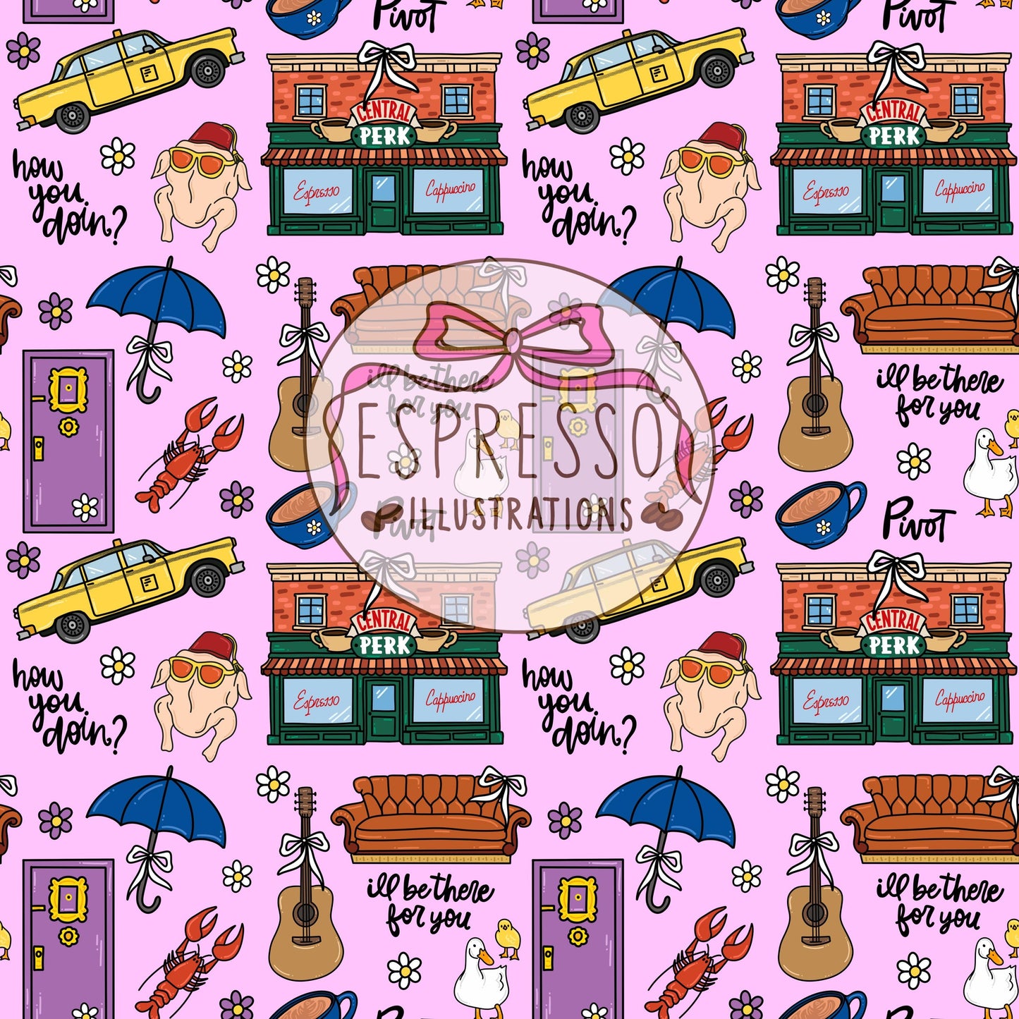 Friends Seamless, Spring in New York City, Friends Spring Pattern, Friends Tv Show Seamless, Central Perk, Friends.