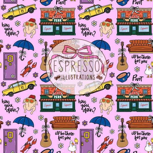 Friends Seamless, Spring in New York City, Friends Spring Pattern, Friends Tv Show Seamless, Central Perk, Friends.