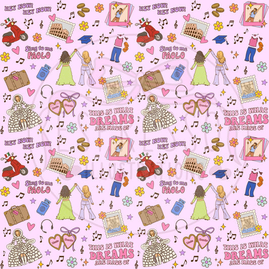 Lizzie Mcguire Seamless Pattern, This Is What Dreams Are Made Of, Y2K, Disney Lizzie Mcguire Movie, Sing To Me Paolo, Y2K Seamless Pattern.