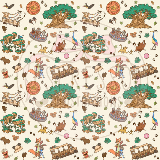 Animal Kingdom Seamless Pattern, Disney Parks, Kilimanjaro Safaris, Disney Snacks Seamless Pattern, Zootopia, Encanto, Pandora Avatar