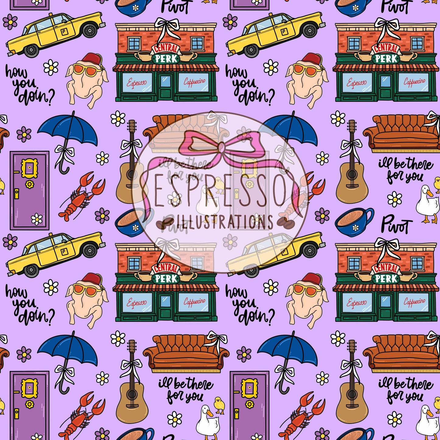 Friends Seamless, Spring in New York City, Friends Spring Pattern, Friends Tv Show Seamless, Central Perk, Friends.