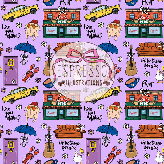 Friends Seamless, Spring in New York City, Friends Spring Pattern, Friends Tv Show Seamless, Central Perk, Friends.