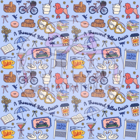 GG Girls Spring Seamless, Stars Hollow Spring Fling, Bookish Spring Day, Spring Seamless, Gilmore Girls Seamless Pattern