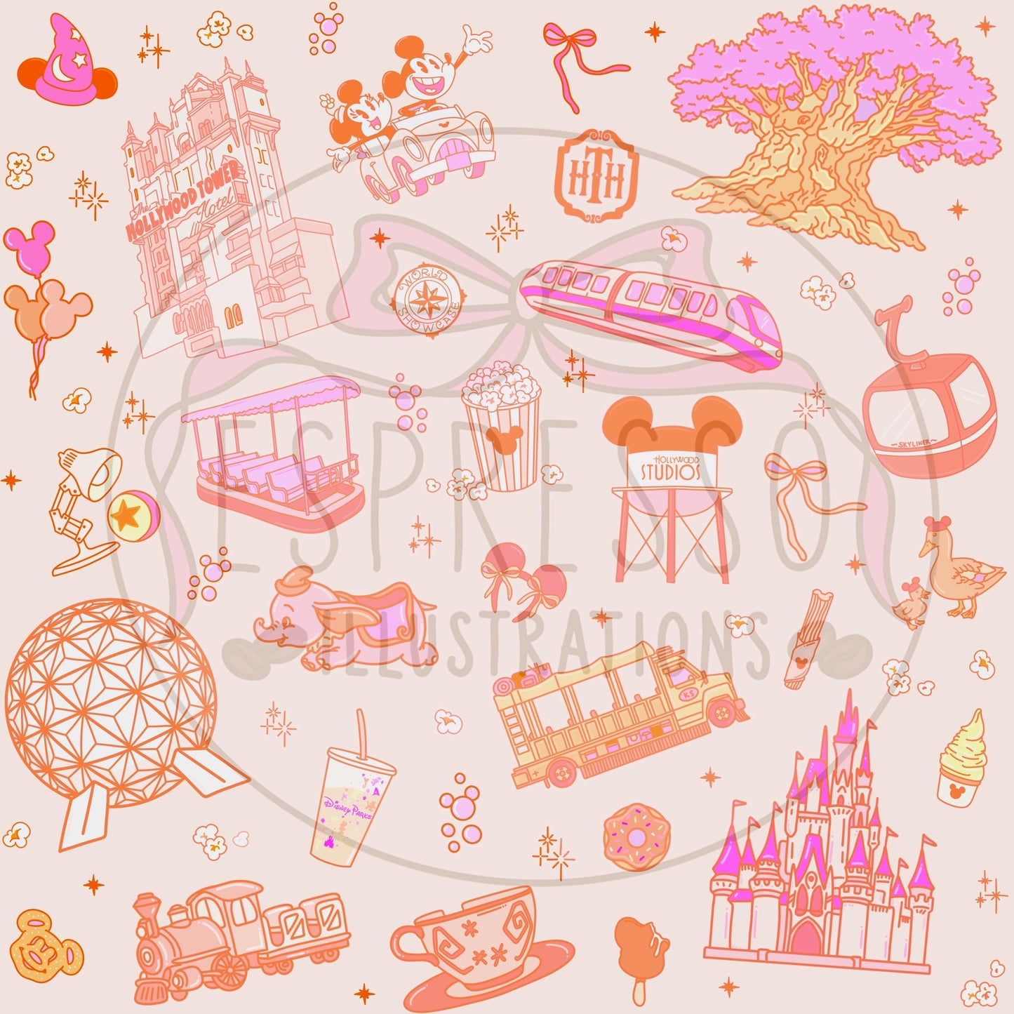 Pastel Pink Park Hopper Dis ney Seamless Pattern, Disney Parks, Magical worlds Park Hopper, Di sney Seamless Pattern