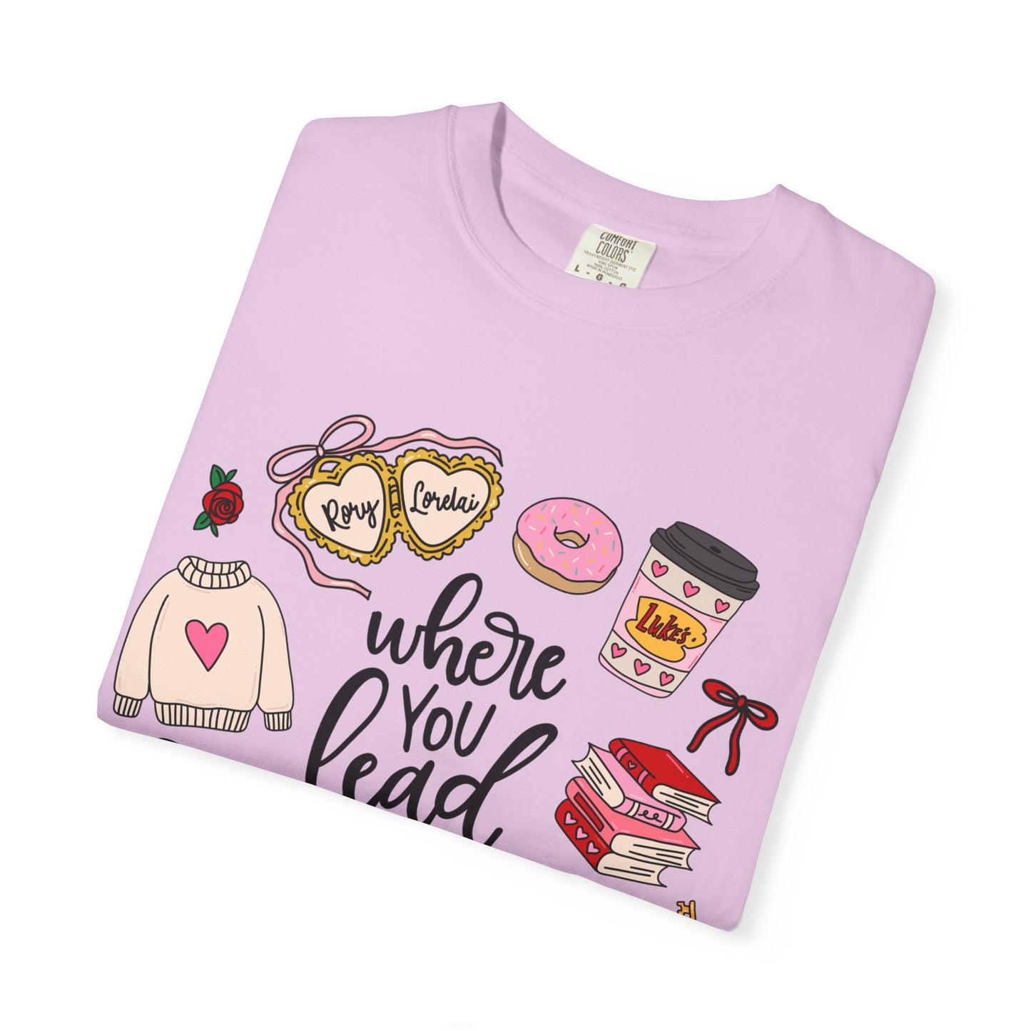 Where You Lead I Will Follow T-shirt | Cozy Book Coffee Illustration