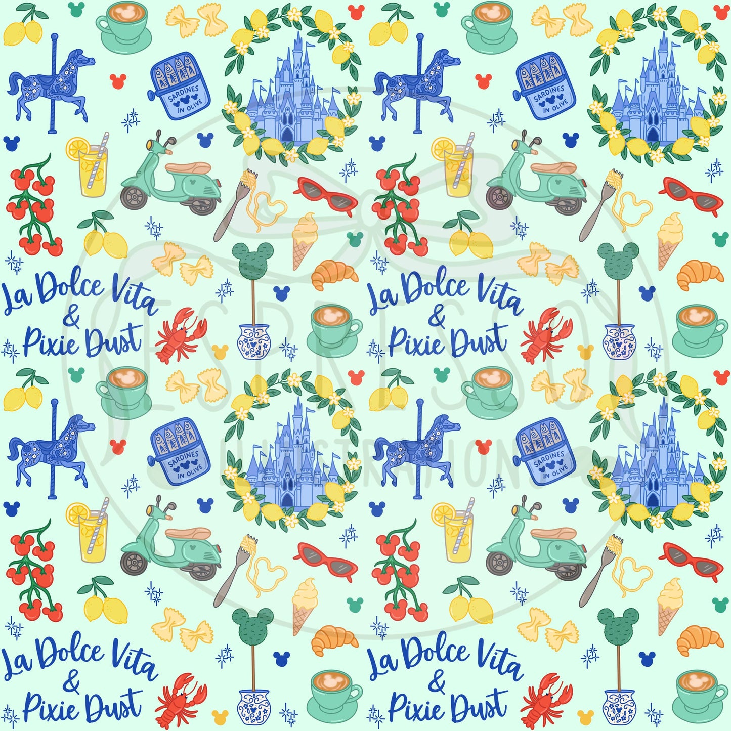 Disney La Dolce Vita Seamless, Disney Parks PNG, La Dolce Vita, Italian Summer Seamless, Disney La Dolce Vita Seamless Pattern, Amalfi Coast