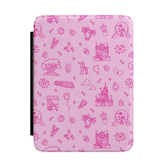 Pink Dis ney Parks Doodles Pattern Kindle Case | Magical Kindle eReader Case