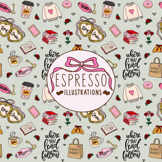 GG Girls Valentines Day Seamless, Stars Hollow Valentines Day, Bookish Valentines Day, Valentines Seamless