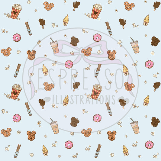 Dis ney Snacks Seamless Pattern, Dis ney Parks, Hub Grass, Here For The Snacks, Dis ney Snacks Seamless Pattern.
