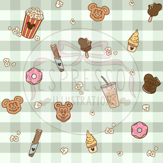 Dis ney Snacks Seamless Pattern, Dis ney Parks, Hub Grass, Here For The Snacks, Dis ney Snacks Seamless Pattern.