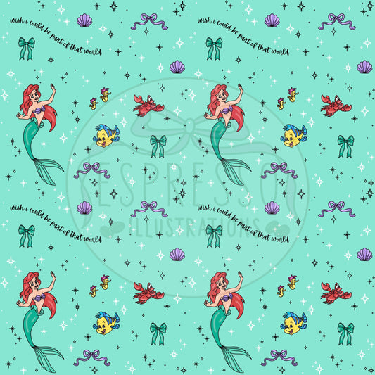 Dis ney Ariel Seamless Pattern, Dis ney Princess, The Little Mermaid, , Arie Little Mermaid Seamless Pattern.