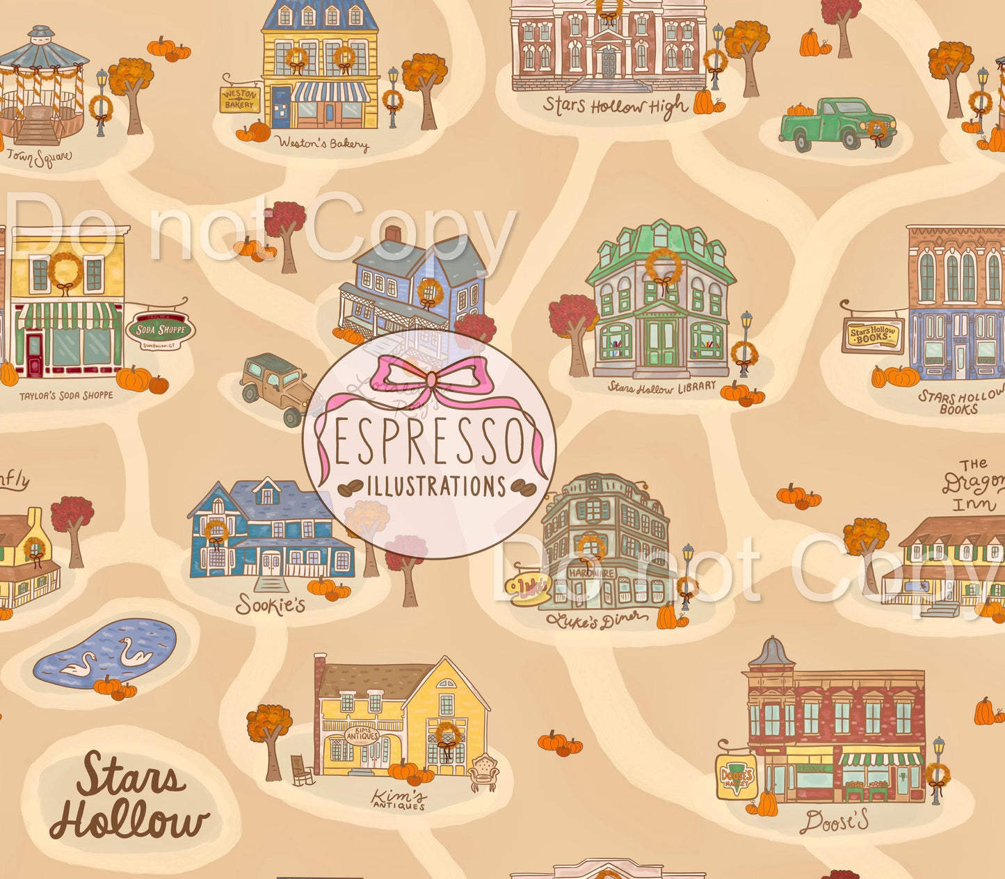 GG Girls Map Seamless, Stars Hollow Autumn Festival, Stars Hollow Map Seamless, GG Girls Seamless, Lukes Diner, Gilmore Fall