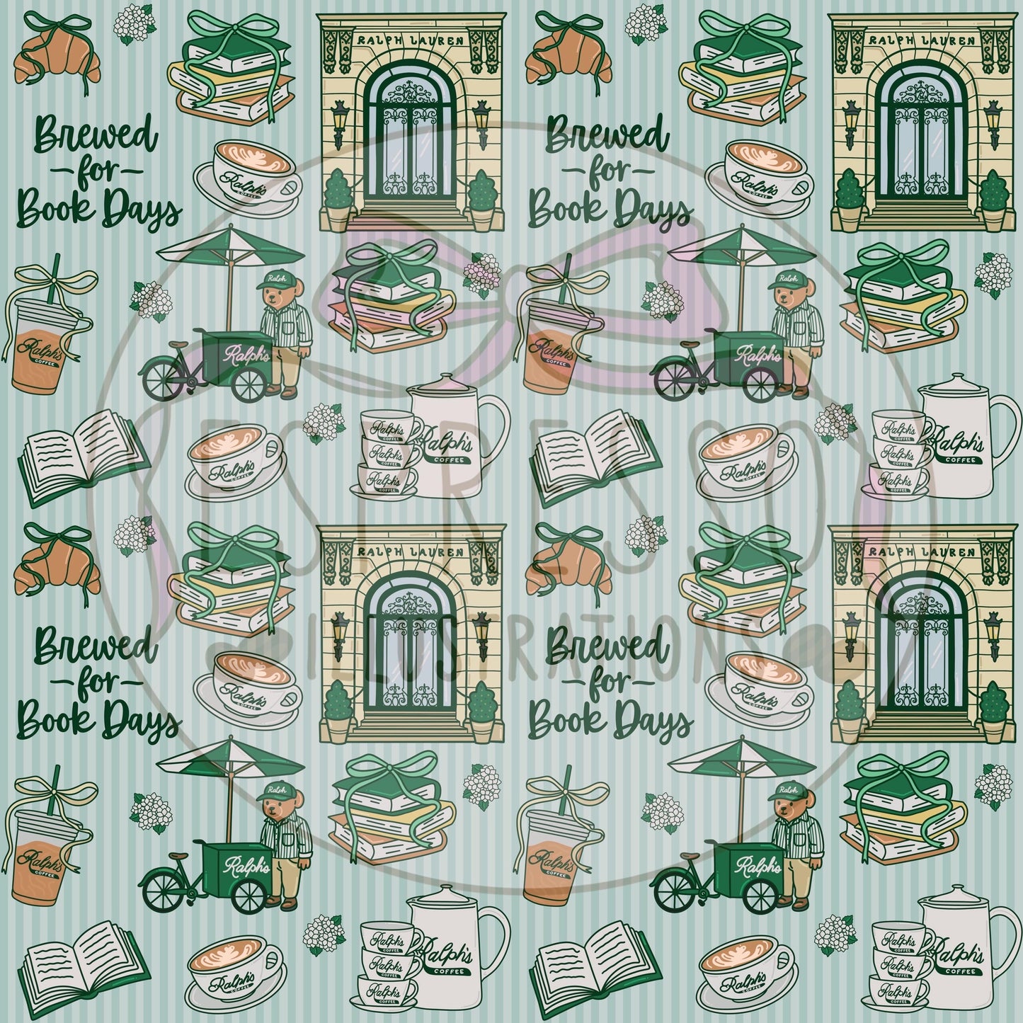 Ralph’s Coffee Seamless Pattern, Ralph’s Coffee NYC, Bookish Ralph’s Coffee, Ralph Lauren Polo, NYC Coffee Bookish Seamless Pattern.