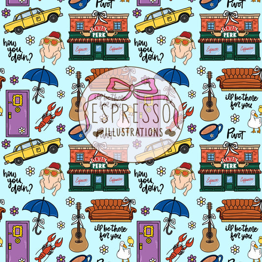 Friends Seamless, Spring in New York City, Friends Spring Pattern, Friends Tv Show Seamless, Central Perk, Friends.