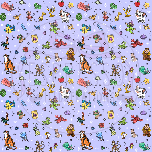 Disney Sidekicks Mashup Seamless Pattern *BLACK OUTLINE*