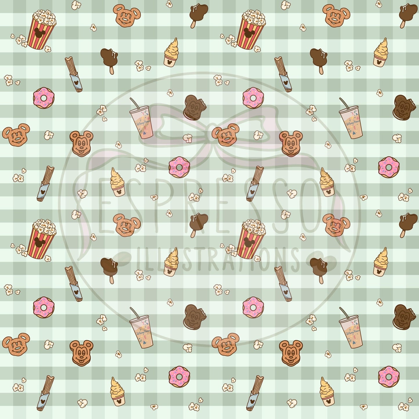 Dis ney Snacks Seamless Pattern, Dis ney Parks, Hub Grass, Here For The Snacks, Dis ney Snacks Seamless Pattern.