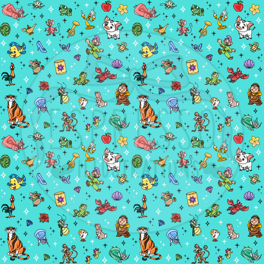 Disney Sidekicks Mashup Seamless Pattern *BLACK OUTLINE*