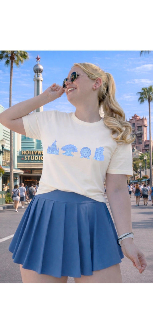 Park Hopper Dis ney T-shirt | Magical Parks Landmarks Tee |  Disney Parks Graphic T-Shirt
