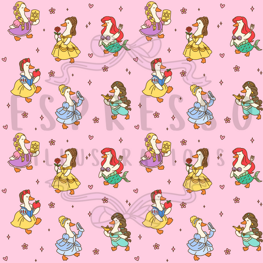 Disney Princess Silly Goose Seamless Pattern, Disney Princess Seamless Pattern