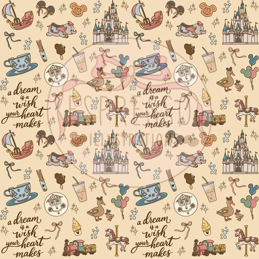 Magic Kingdom Seamless Pattern, Disney Parks, Hub Grass, Disney Snacks Seamless Pattern.