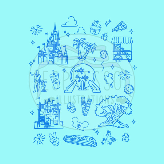 Neon Park Hopper Doodle Dis ney PNG, Dis ney Parks PNG, Best Day Ever, Park Hopper PNG, Dis ney Parks png, Summer Doodle