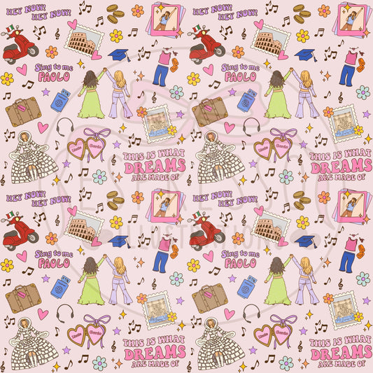 Lizzie Mcguire Seamless Pattern, This Is What Dreams Are Made Of, Y2K, Disney Lizzie Mcguire Movie, Sing To Me Paolo, Y2K Seamless Pattern.