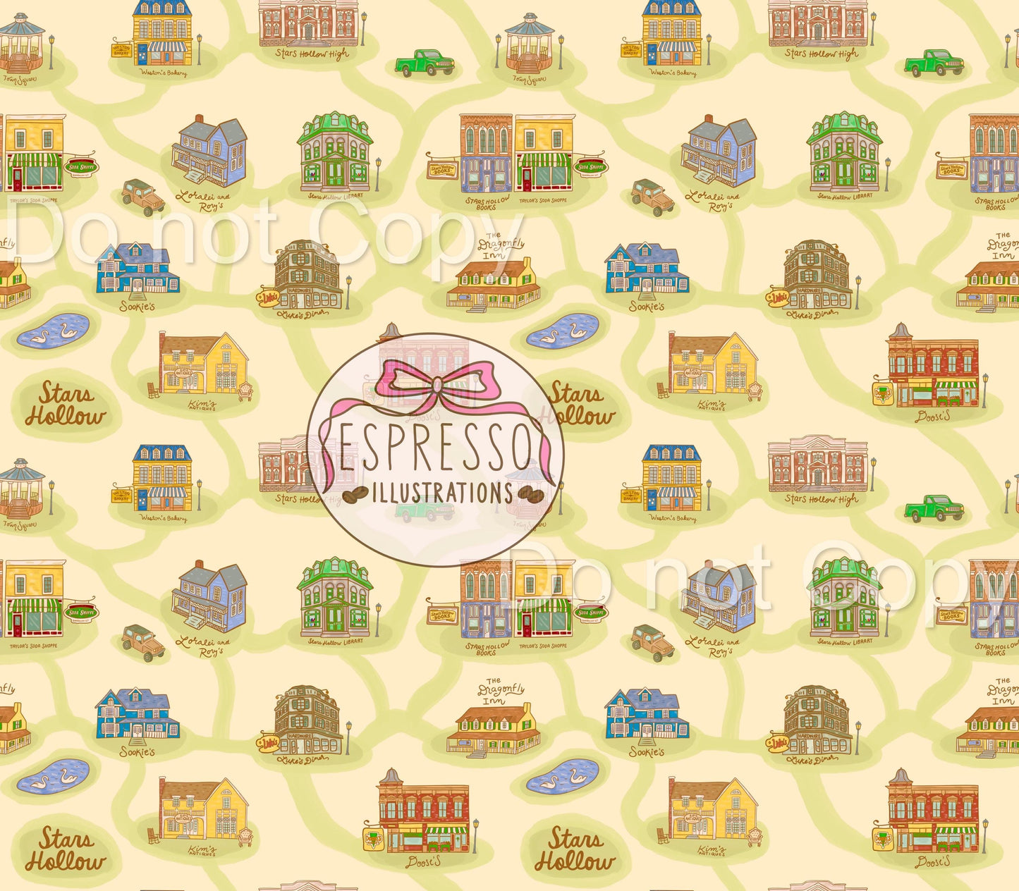 GG Girls Map Seamless, Stars Hollow Icons, Stars Hollow Map Seamless, GG Girls Seamless, Luke’s Diner