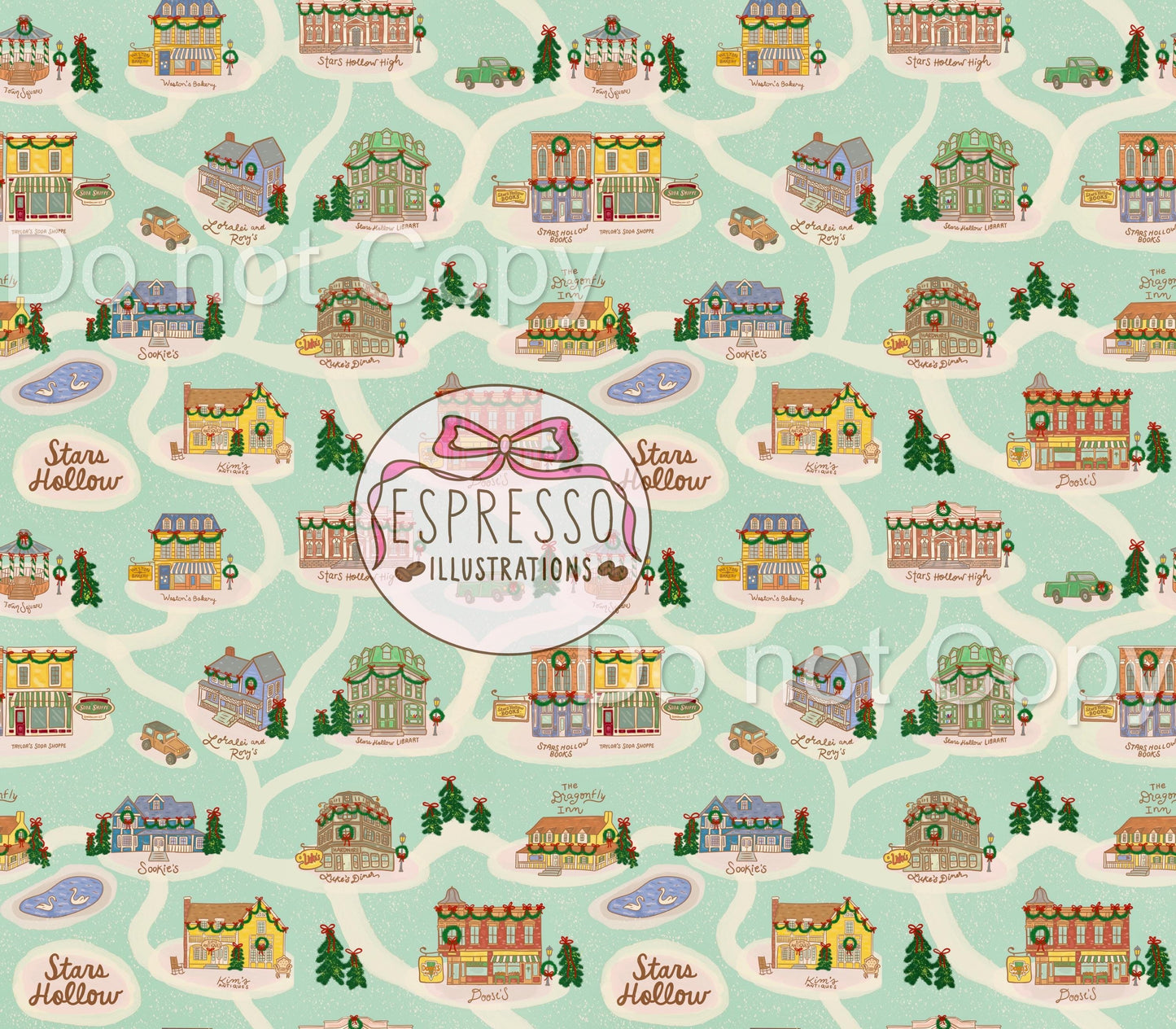 GG Girls Map Seamless, Stars Hollow Christmas, Stars Hollow Map Seamless, GG Girls Seamless, Luke’s Diner, Girls Christmas
