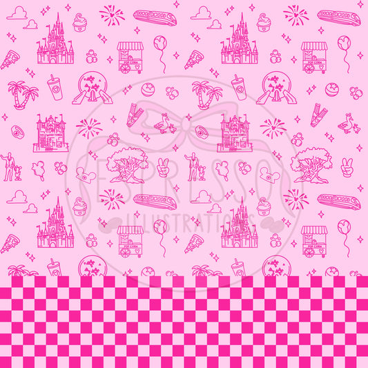Neon Park Hopper Doodle Dis ney Seamless Pattern, Dis ney Parks, Di sney Seamless Pattern (Comes with coordinating checker seamless)