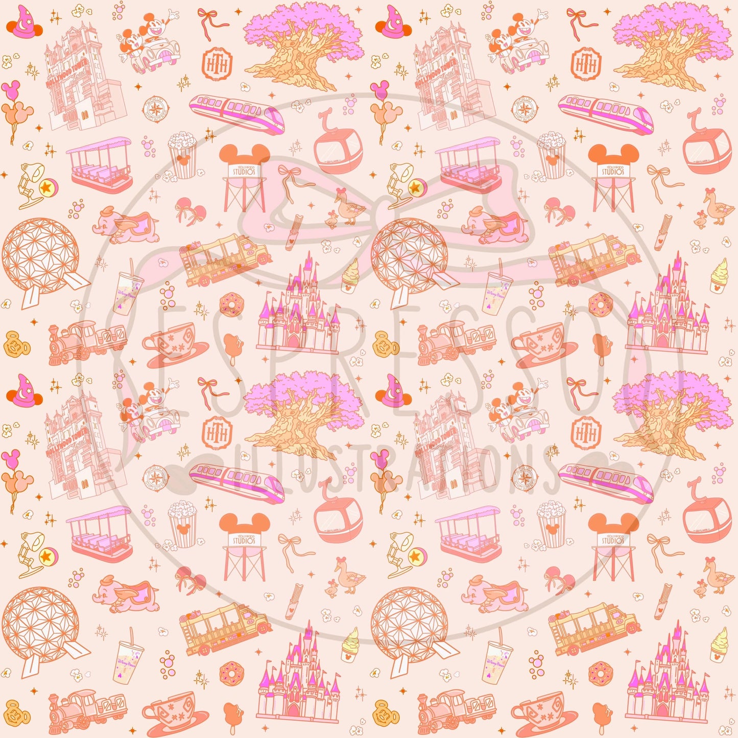 Pastel Pink Park Hopper Dis ney Seamless Pattern, Disney Parks, Magical worlds Park Hopper, Di sney Seamless Pattern