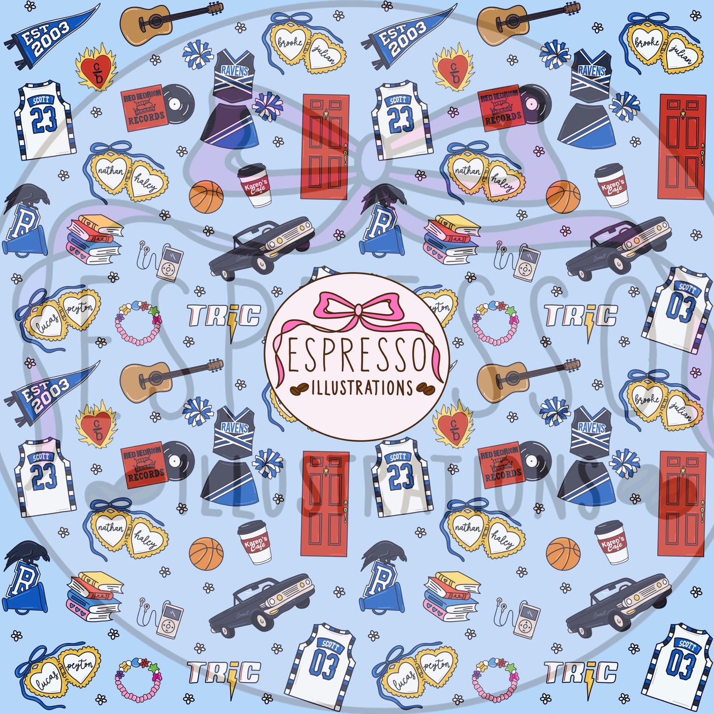OTH Seamless Pattern, One Tree Hill, Ravens, TRIC, One Tree Hill Tv Show Seamless Pattern